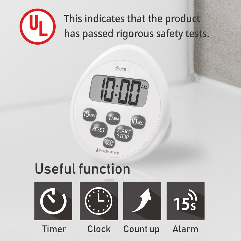 Digital Timer Water Proof Shower Timer Shower Clock Bathroom Magnetic Backing...
