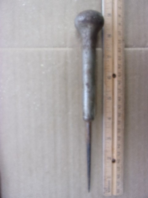 vintage spring loaded cast awl