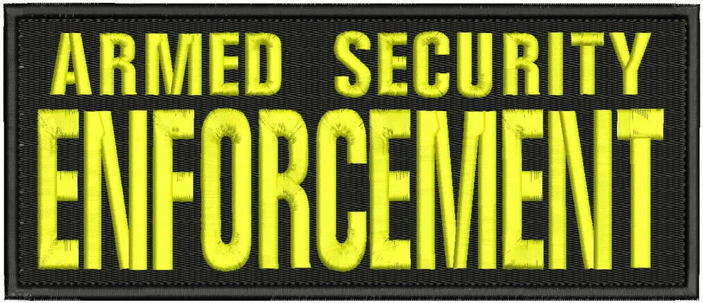 Armed Security enforcement embroidery patch 4X10 hook yellow