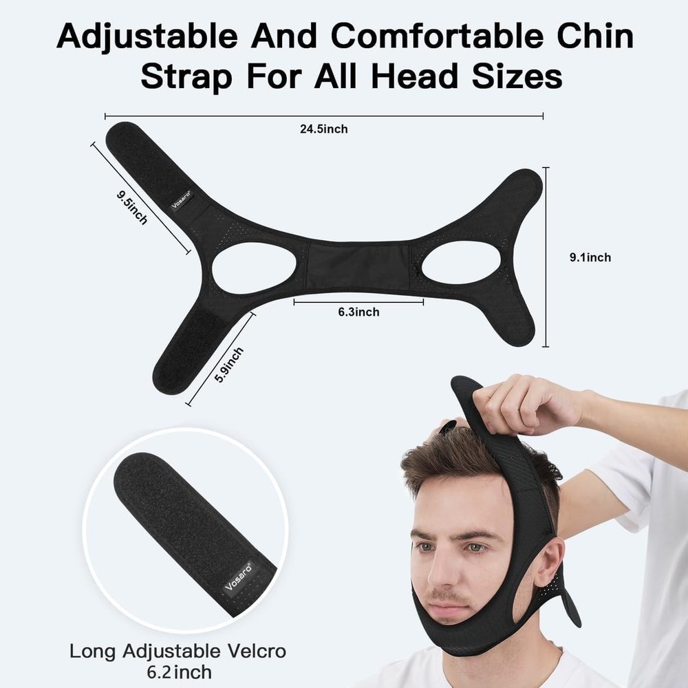 Comfortable Anti Snore Chin Strap - Washable, Adjustable Snoring Solution
