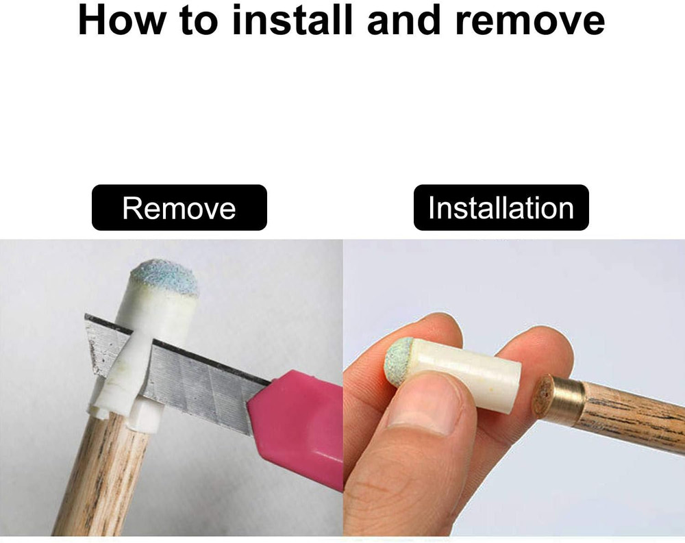 80-Pack Assorted Pool Cue Tips Replacement Kit, 4 Sizes Slip-On Tips New