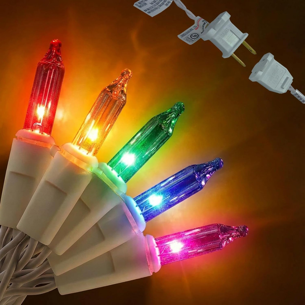 Christmas Lights White Wire Multi Mini String- UL Listed Connectable String Ligh