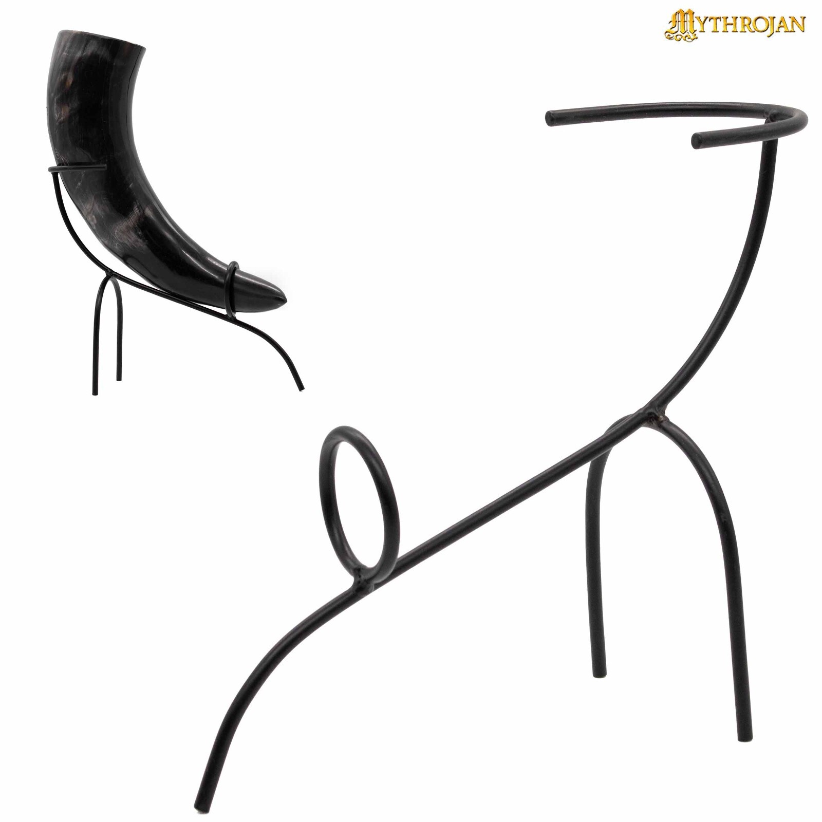 Medieval Horn Holder Twisted Iron Hand Forged Viking Knight Drinking Mead Rack