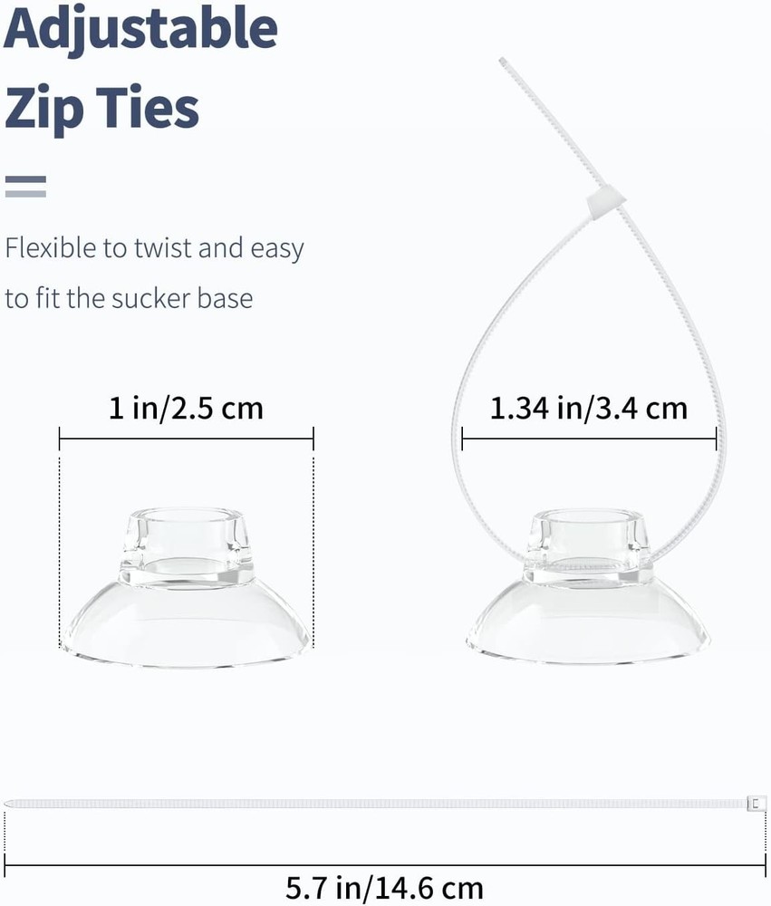 10 Pack Suction Cups with 20 Pieces Adjustable Zip Ties for Aquarium Fish Tank B