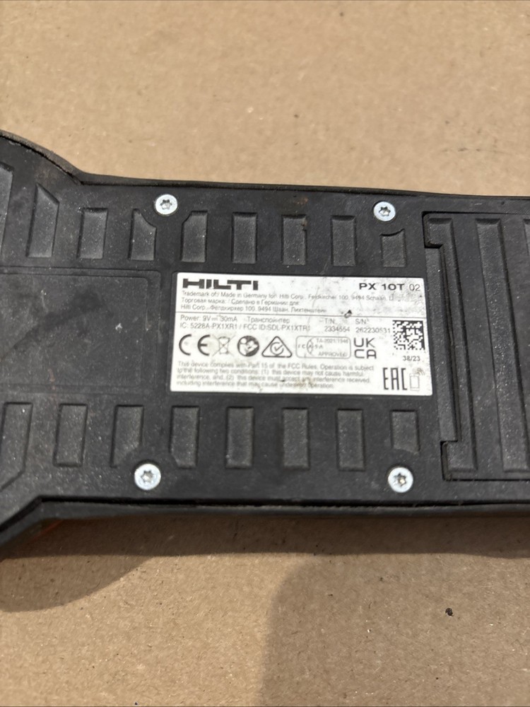 UNTESTED HILTI PX 10-T WALL SCANNER TRANSPOINTER SET CONCRETE SENSOR OEM