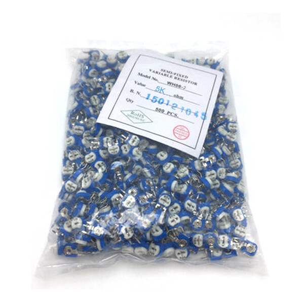 500 x Blue White 5K Ohm 502 Trimpot Trimmer Potentiometer Variable Resistor