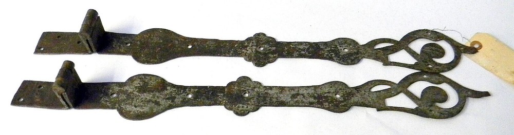 1 Pair Engraved Design 18th Century Offset Strap Hinges ~23" Long~