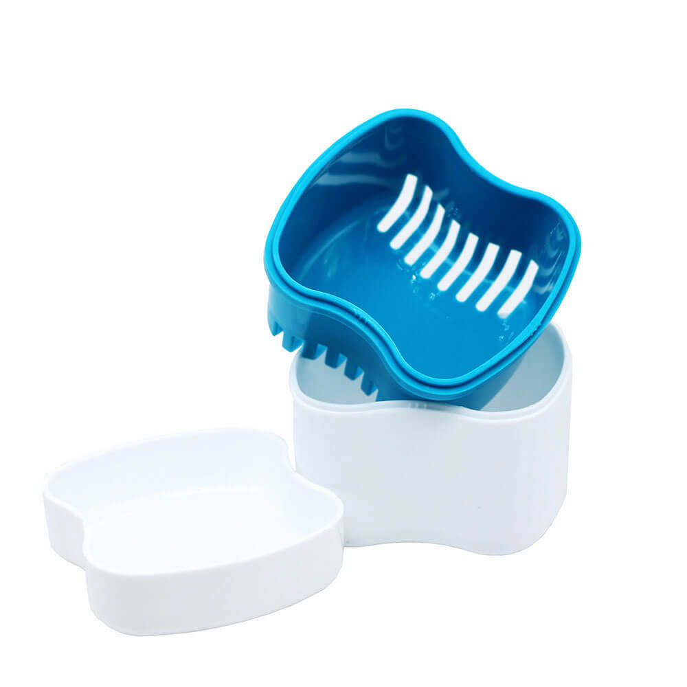 New Denture False Teeth Box Bath Appliance Storage Case Rinsing Basket Container