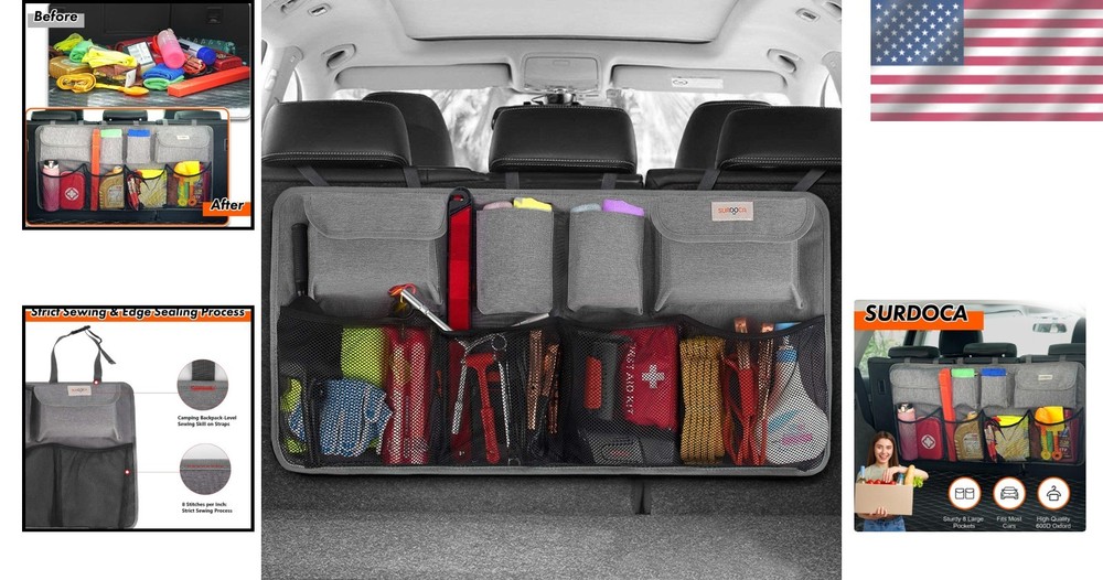 Versatile Waterproof Trunk Organizer - 8 Compartments for Ultimate Storage