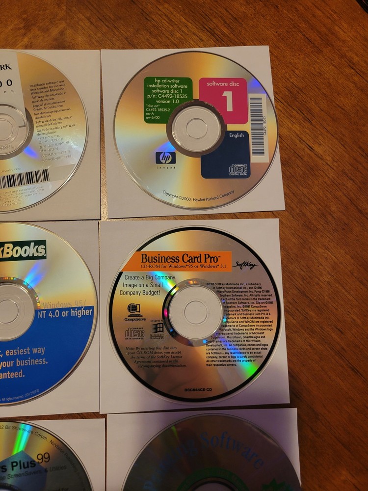 12 - Vintage Computer PC CD-ROM Software Loose Discs - Microsoft Quickbooks More