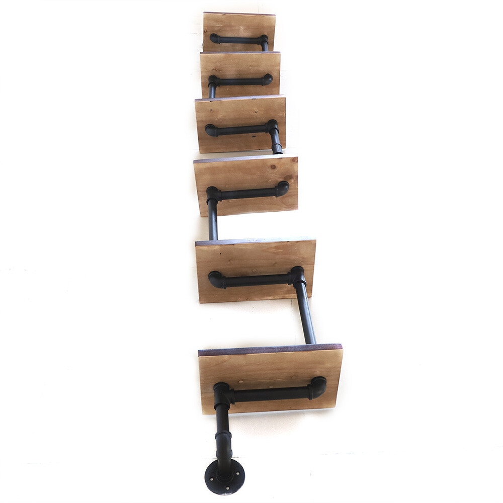 6Tier Shelf Industrial Bracket Rustic Iron Pipe Wall-Mounted Floating Rack Shelf