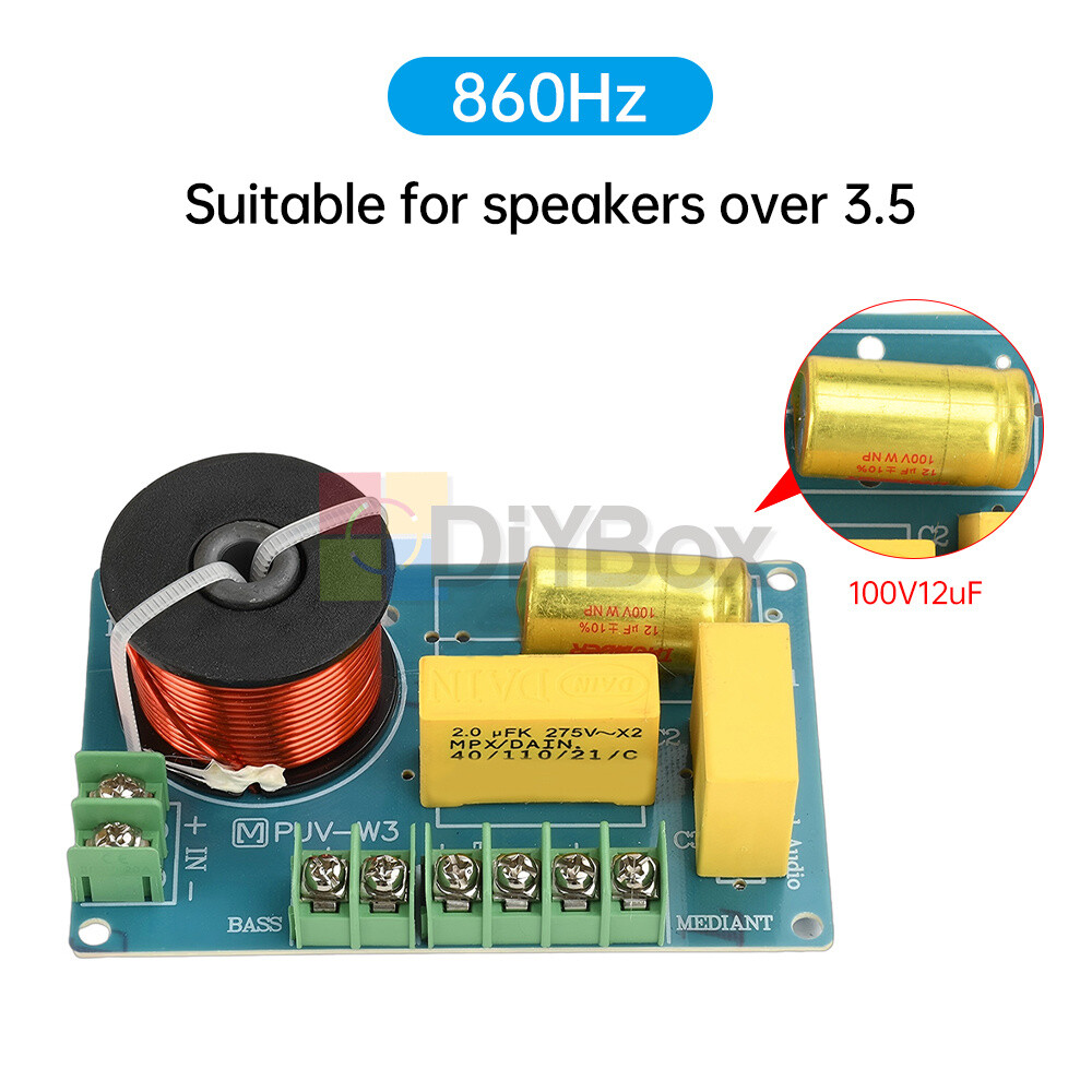 3-Way 200W Audio Speaker Crossover HiFi Treble Midrange Bass Frequency Divider