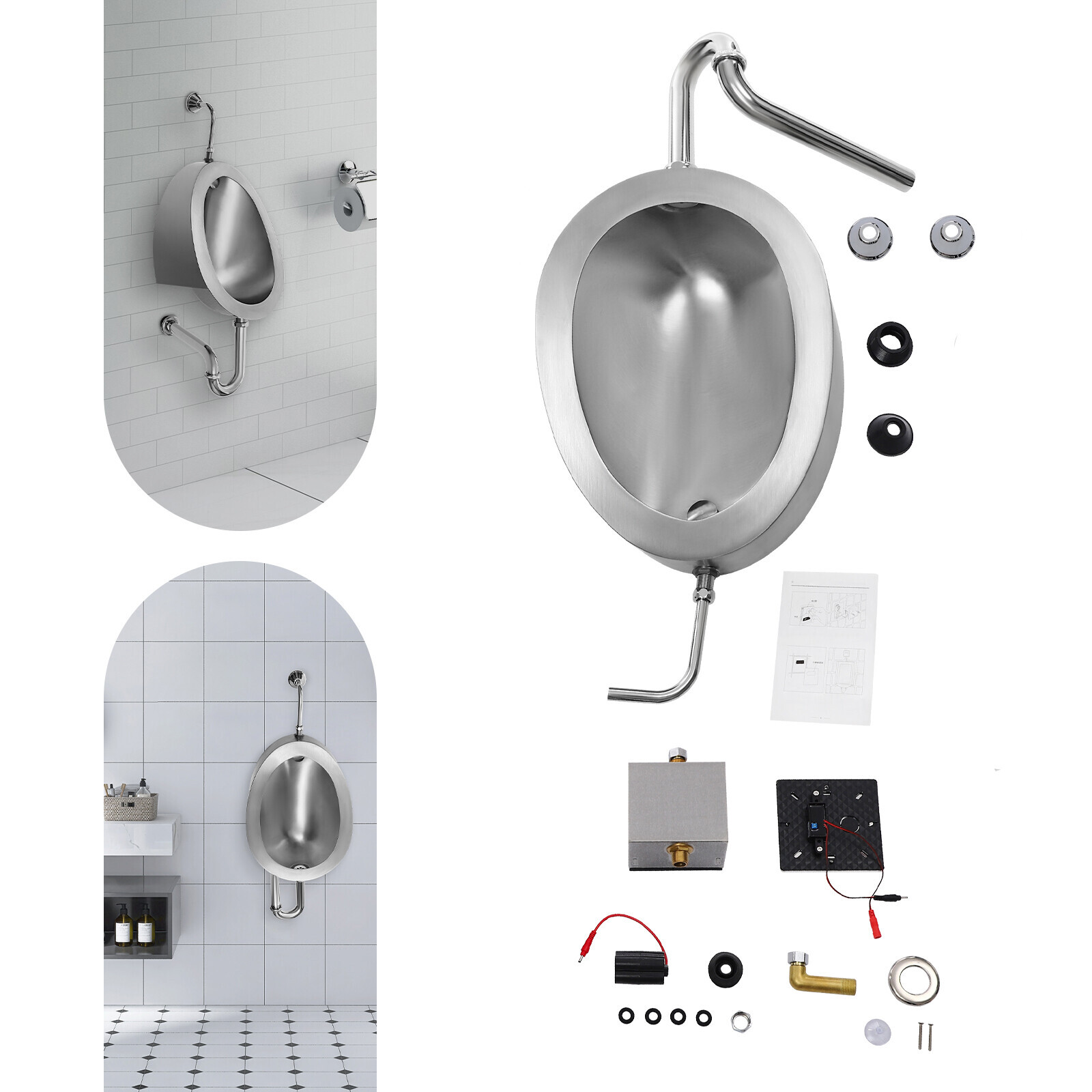 Automatic Wall Mounted Bathroom Urinal, Intelligent Sensor Flush Public Toilet