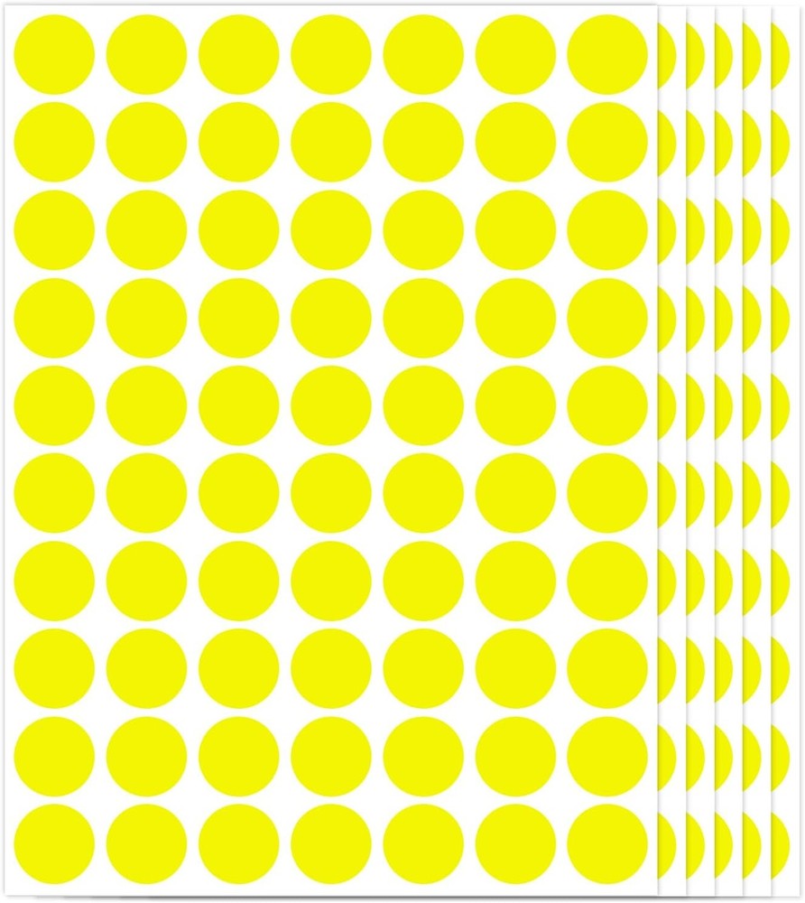 1400 PCS Yellow Circle Dot Stickers 3/4" Round Color Coding 3/4 INCH