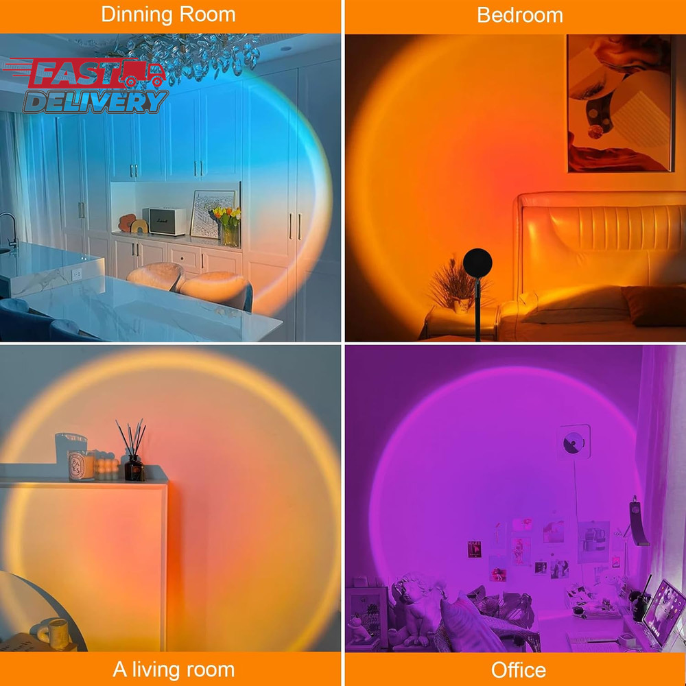 Sunset Lamp Projector, Rainbow Projection Led Lights with Remote, 16 Colors Mult