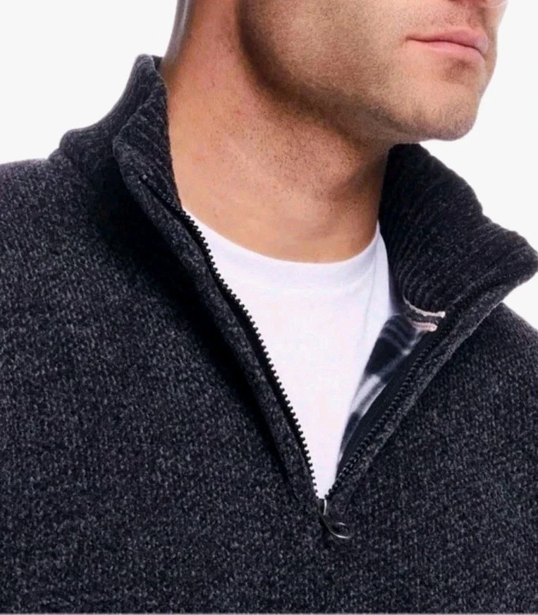 Weatherproof Vintage Men's Flannel lined 1/4 zip Sweater