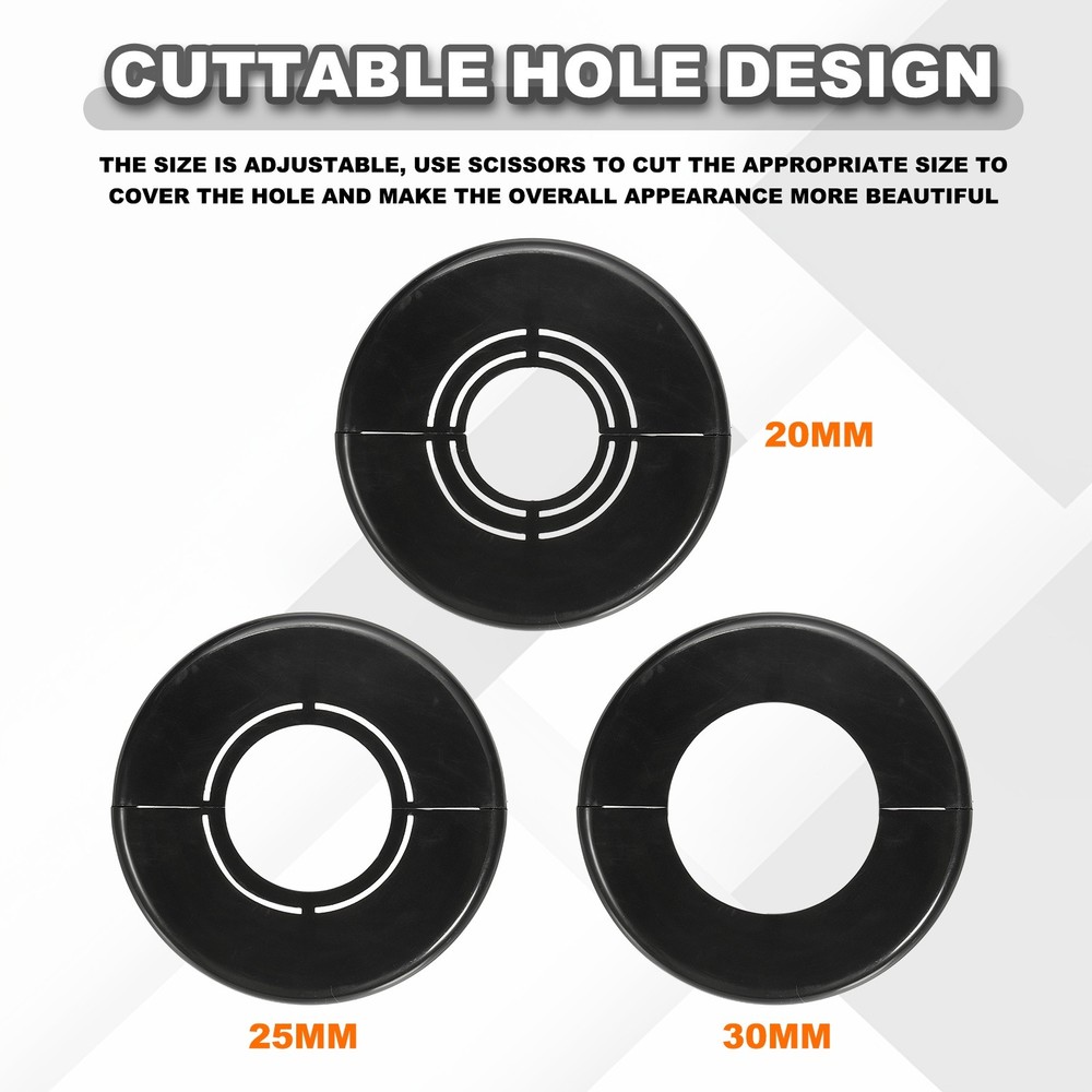 2pcs Wall Split Flange 0.98" Plastic Round Split Flange Pipe Cover, Black