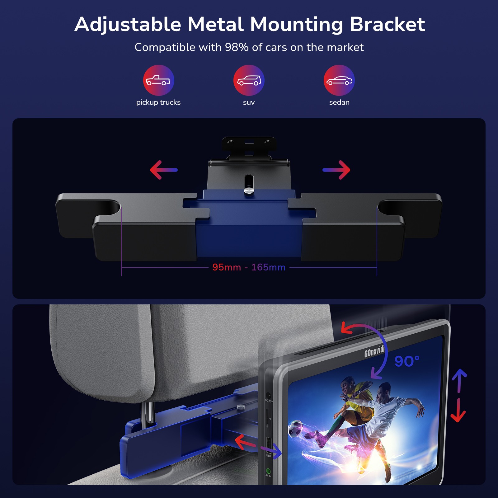 2X10.1" Dual Screen Car Headrest DVD Player TV Rear-Seat Monitor 1080P HDMI USB