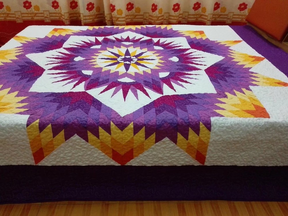 King size machine pieced and quilted Patchwork quilt#113