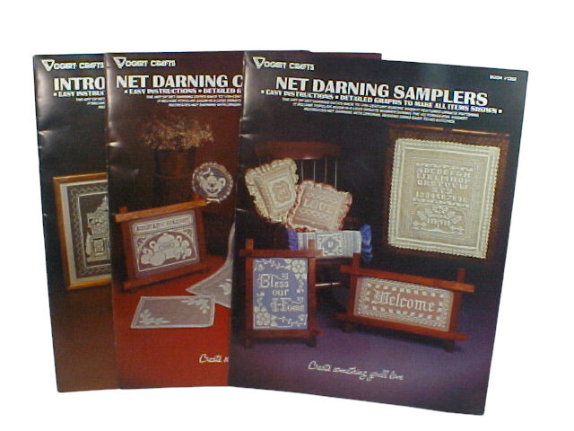 Net Darning Pattern Booklets, Set of 3, Introducing, Samplers, & Country Style