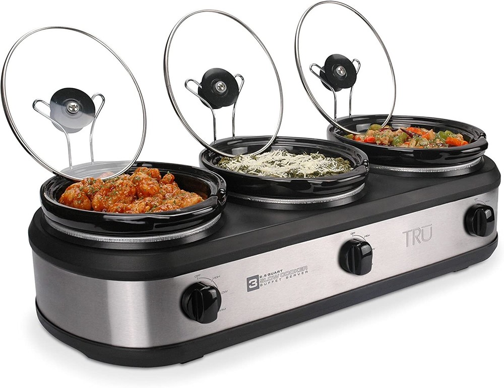 TRU Triple Buffet Server, Three 2-1/2-Quart Removable Inserts