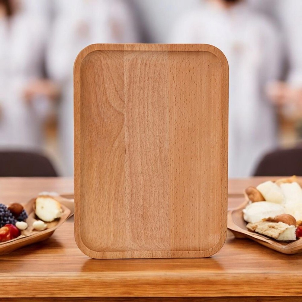 2 Pack Solid Wood Serving Platters Trays Natural Edge Rectangular 10x7 Inch