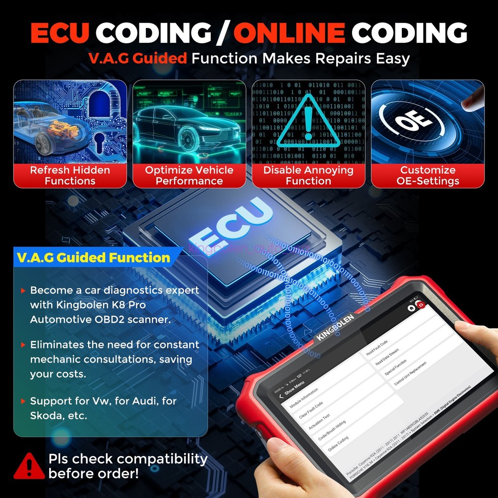 KINGBOLEN K8 PRO Car Diagnostic Tool All System Bidirectional Scanner ECU Coding