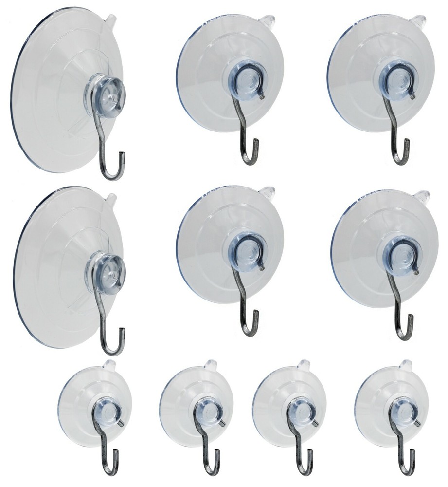 Suction Cup Hooks Combo Pack, 10 Pack, Powerful Window Hanging Suction Cups