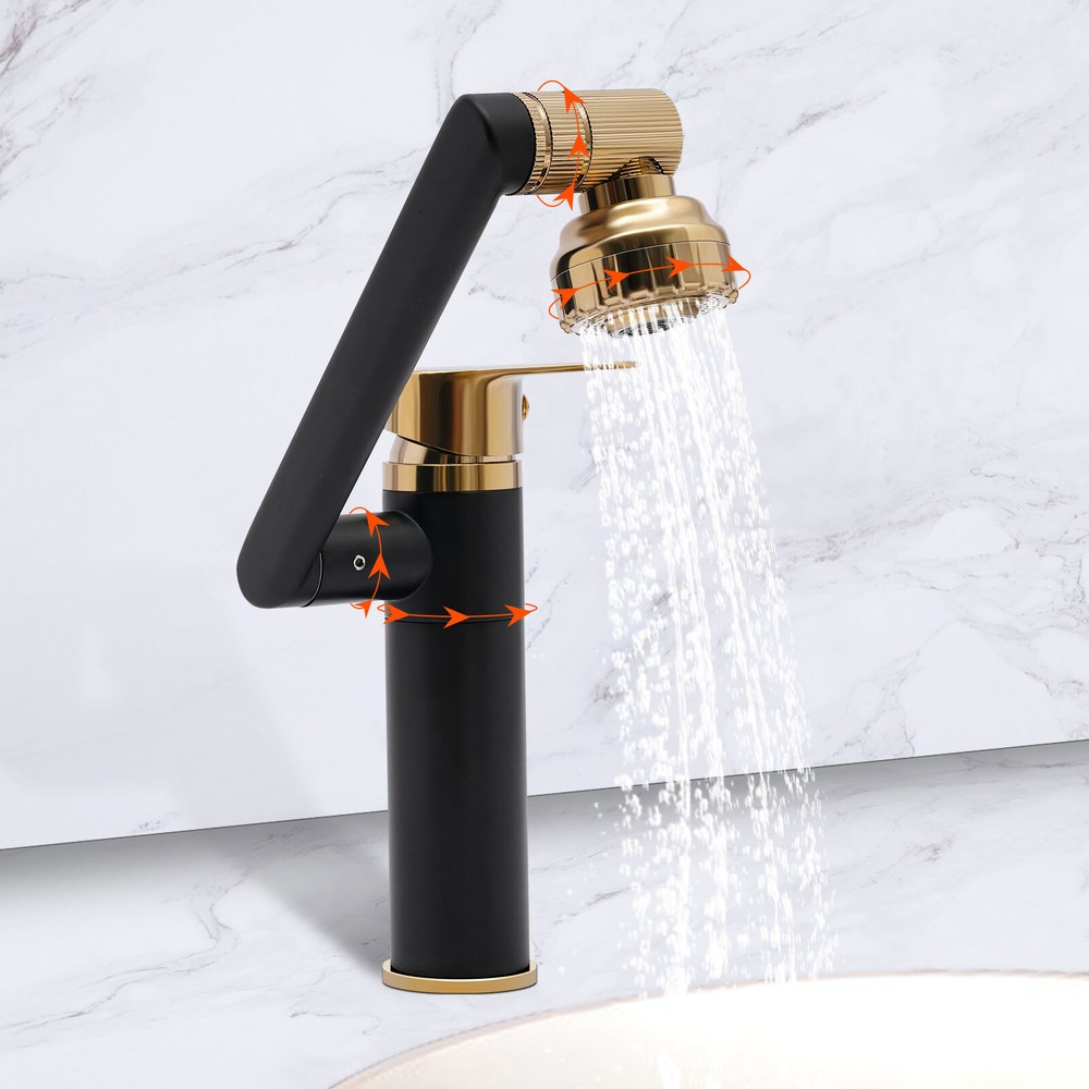 360° Bathroom Sink Faucet Single Handle Waterfall Vanity Basin Mixer 2 Function