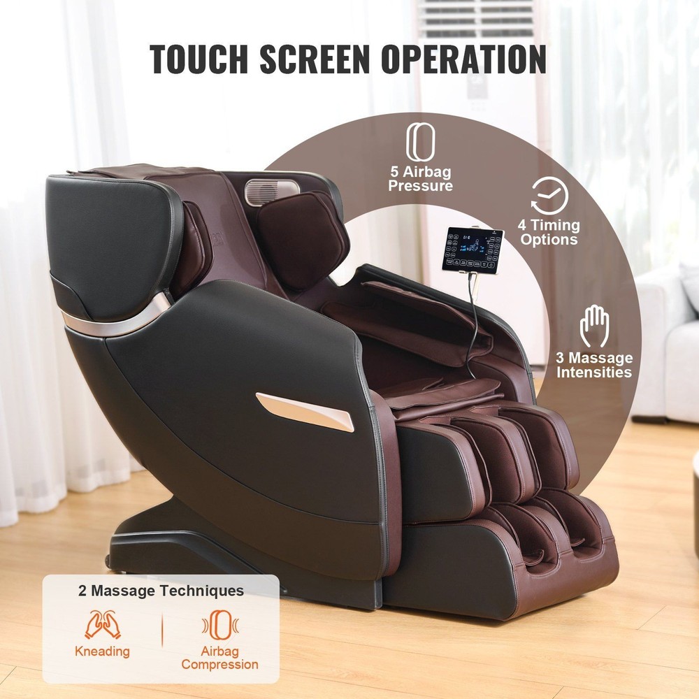 Zero Gravity Shiatsu Massage Chair 3D Roller Heating System Touchscreen