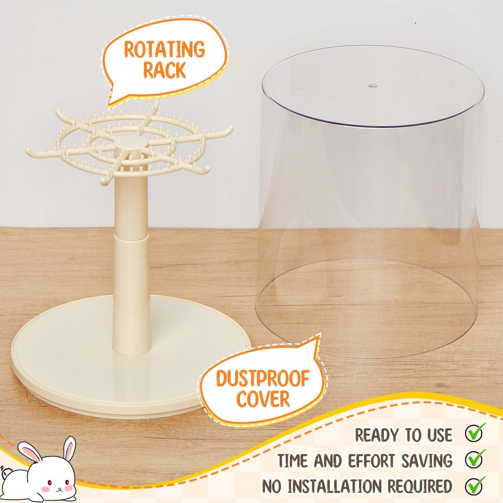 Rotating Doll Display Case, Clear Transparent 360° View Dustproof Showcase fo...