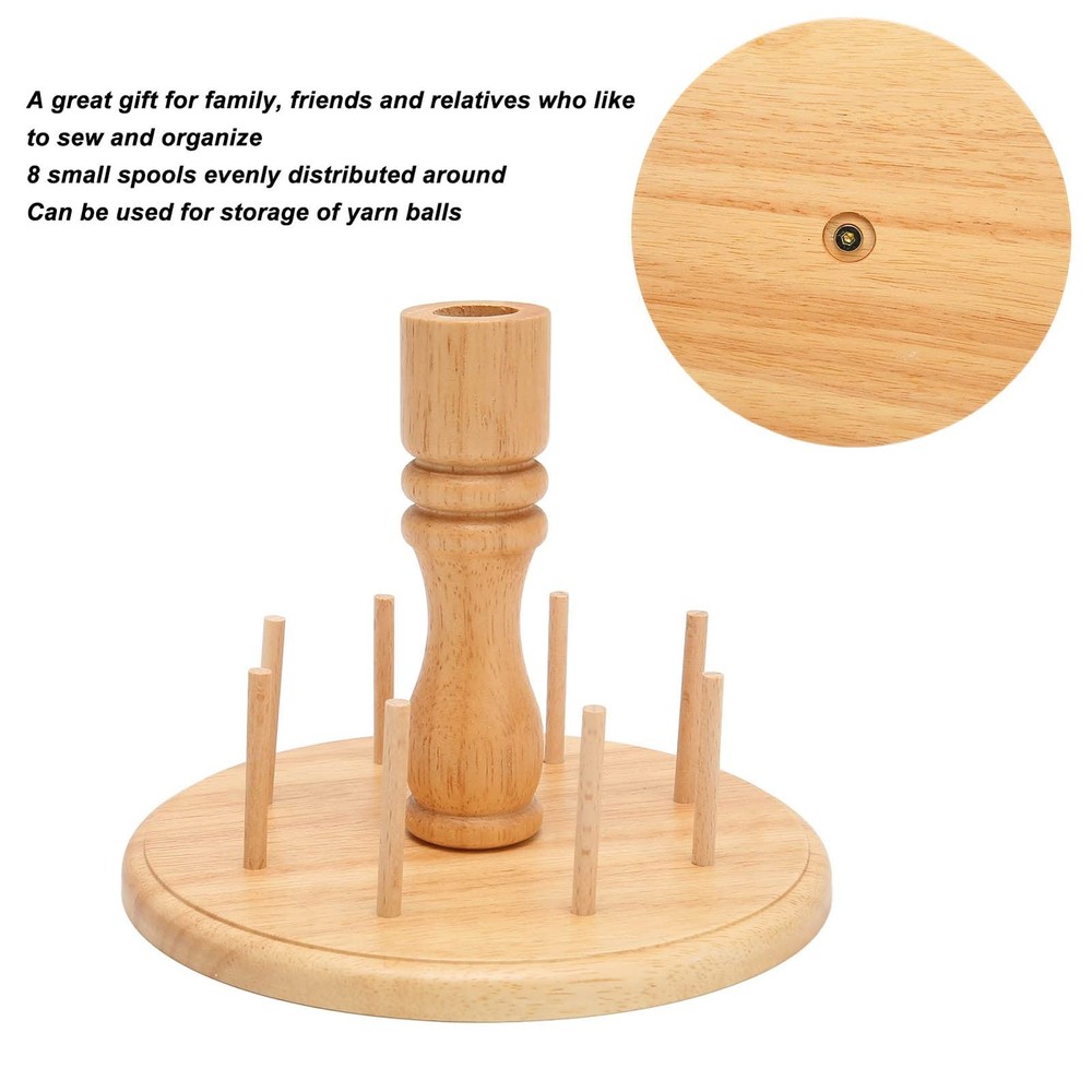 Wooden Thread Holder 8 Spools, Small Thread Rack Organizer for Sewing Embroid...
