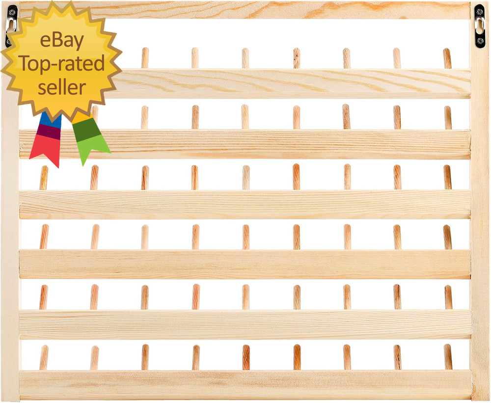 2 Pack 54 Spools Wooden Thread Holder, Large Racks, Wall Mount Storage Organizer