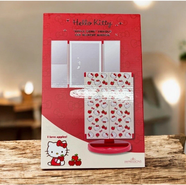 Impressions Vanity Hello Kitty Apple Core Trifold LED Makeup Mirror