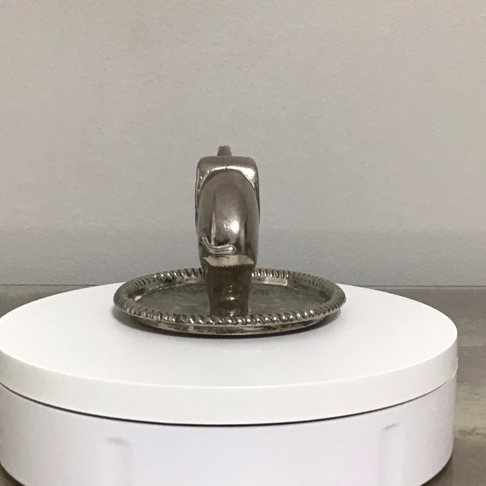 Vintage Silver-Plated Elephant Trinket Ring Holder Made in Hong Kong