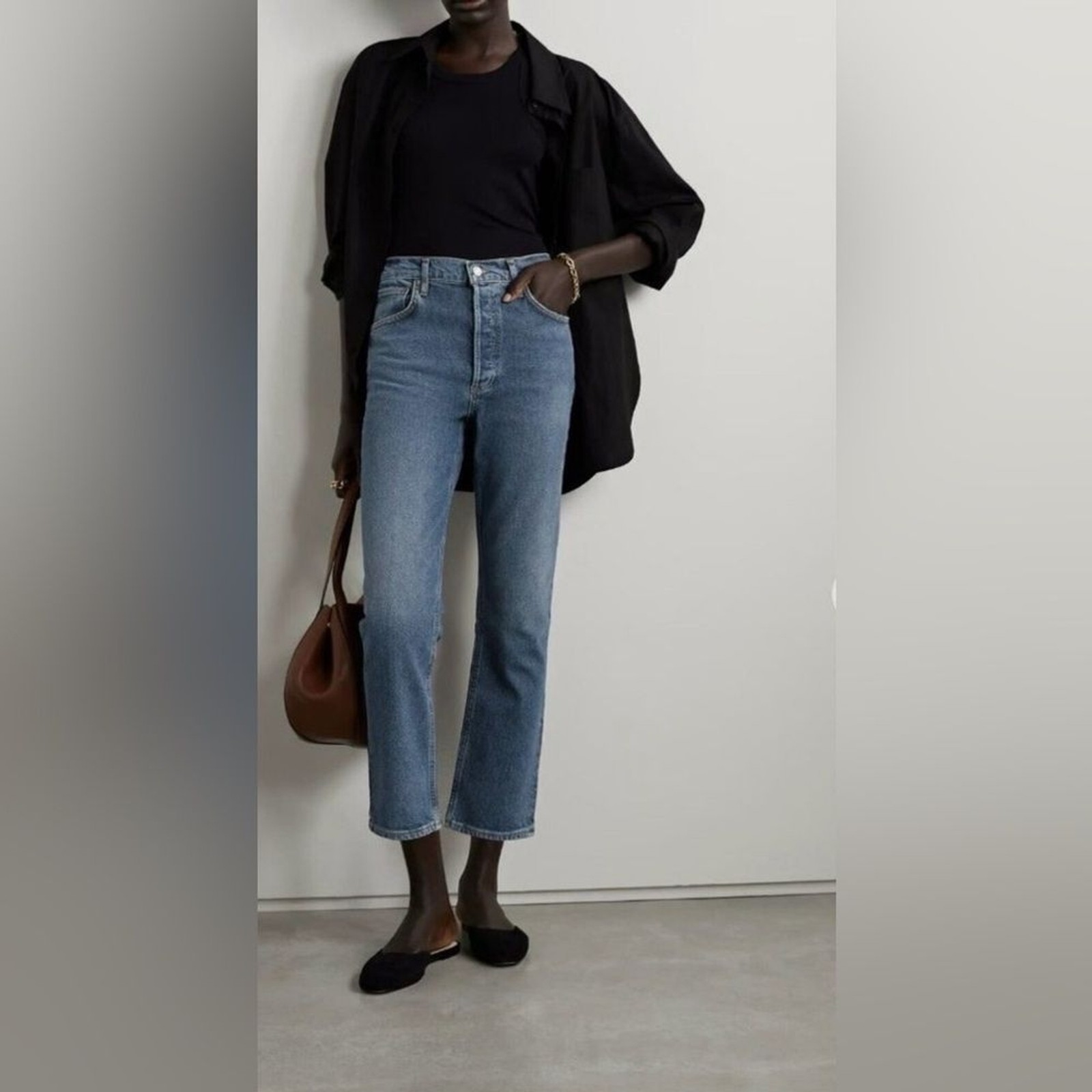 AGOLDE Riley High Rise Straight Crop Jeans in Transfer - Size 25