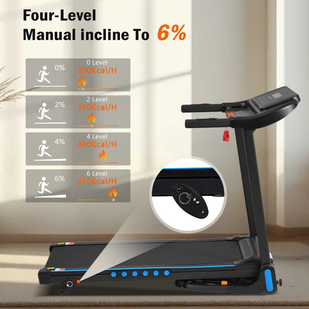 Hydraulic System Auto-Folding Treadmill with Incline Walking Running Machine New