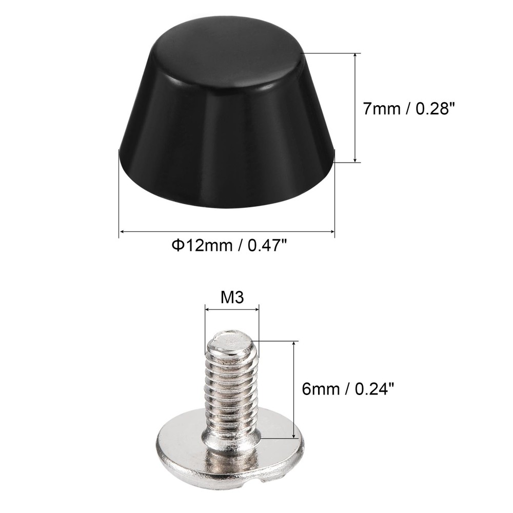 12x7mm Rivet Studs Screw Back Flat Cable Feet Stud Bright Tip 10pcs
