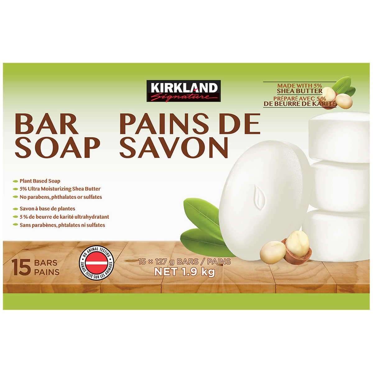 Kirkland Signature Bar Soap with Shea Butter, 4.5 Ounce (15 Count) Scuffed