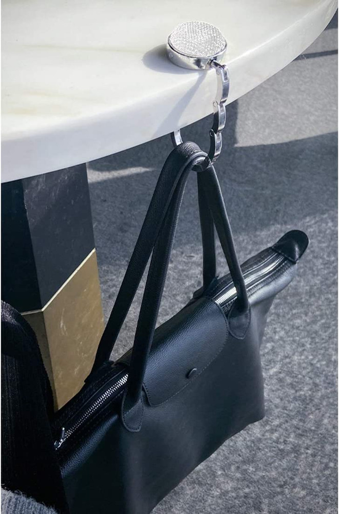 Foldable Purse Hook Floding Handbag Hanger Bling Rhinestone Bag Holder for Table
