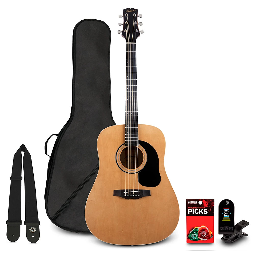 Mitchell Launch D100 Dreadnought Acoustic Guitar Pack Natural