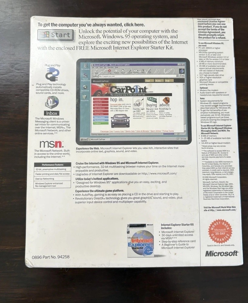 Microsoft Windows 95 Upgrade 3.5” Floppy Version NEW Sealed - Free Ship