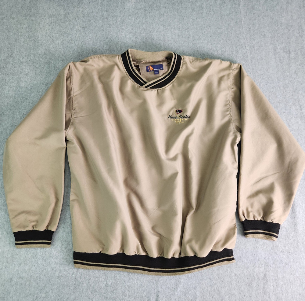 Midland Pullover Golf Windbreaker Jacket Beige G/L Polyester Nova Scotia Canada