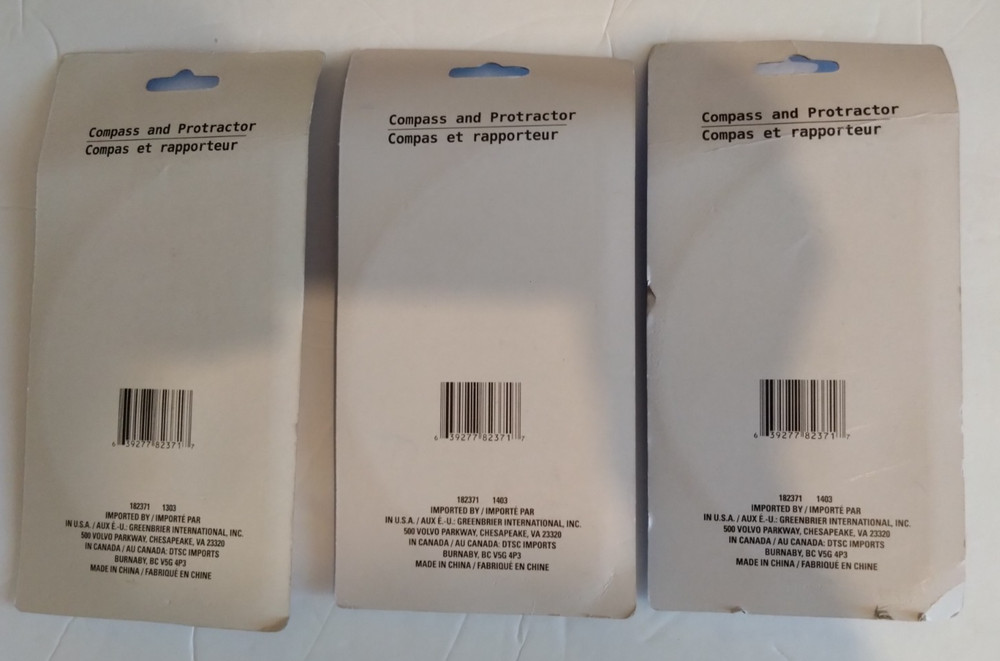 Geometry Drawing Measuring 3 New Compass Protractor Pencil Sets