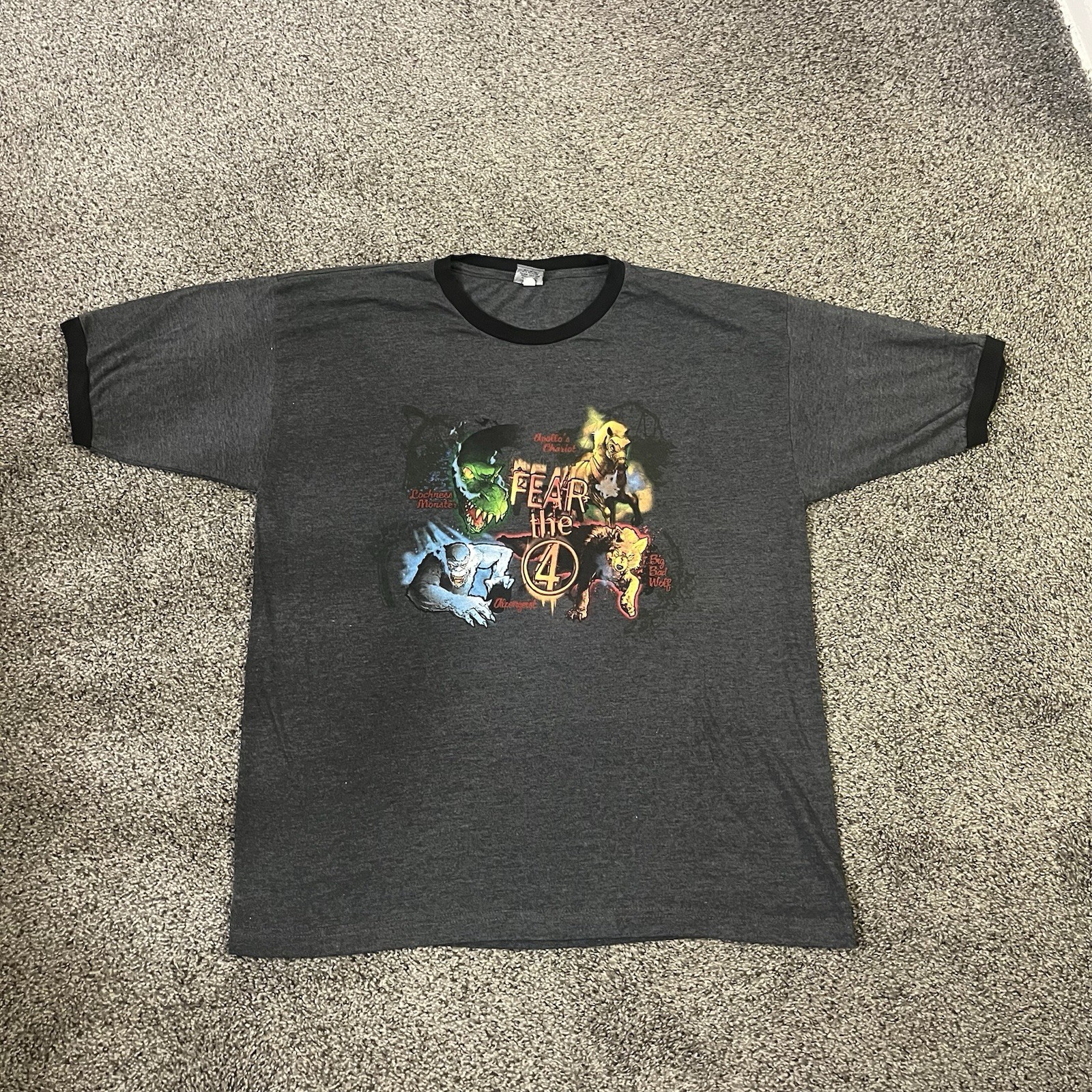 Vtg Fear The Four 4 Busch Gardens Roller Coaster Shirt Lochness Wolf Apollo XL