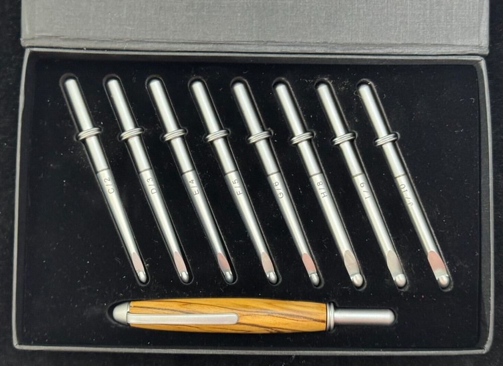 Interchangeable Crochet Hook Set- Hand Turned Wood Handle Sizes C-J