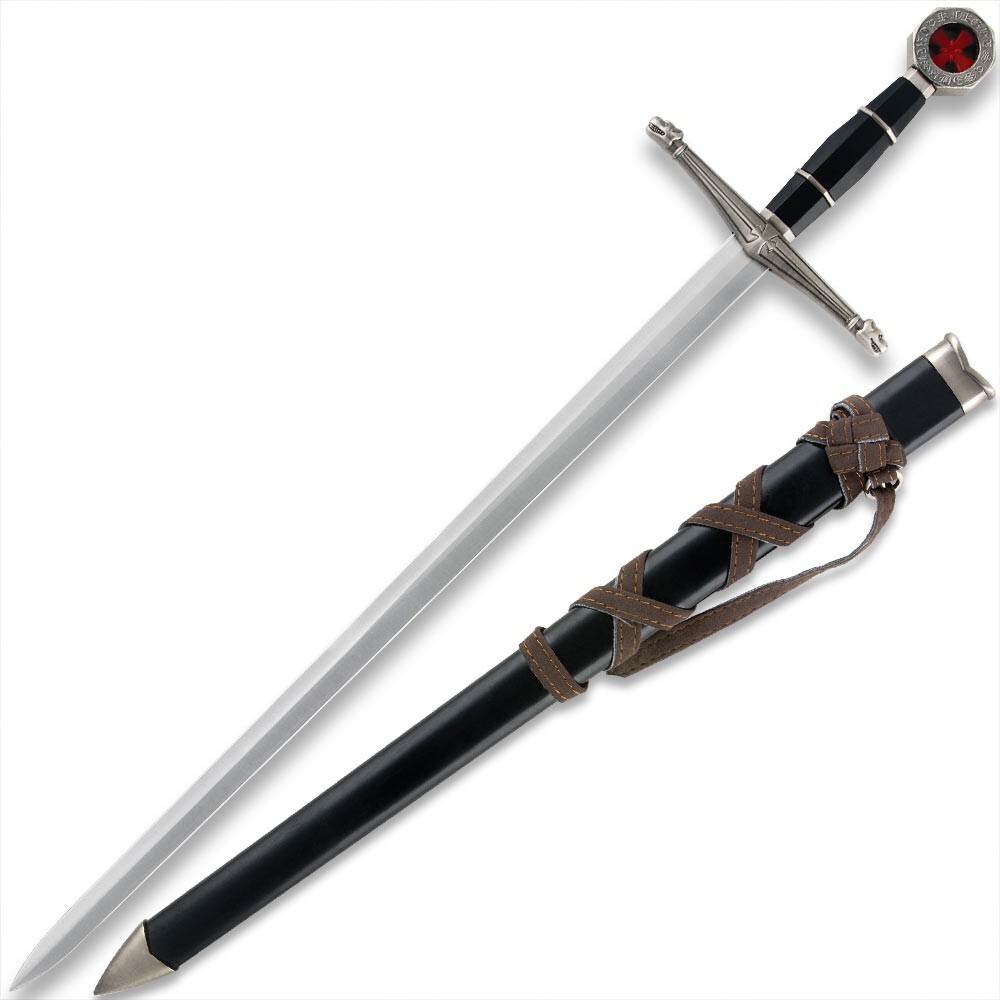 Black Prince Medieval Broadsword Replica | Leather Wrapped Scabbard | 22.5"