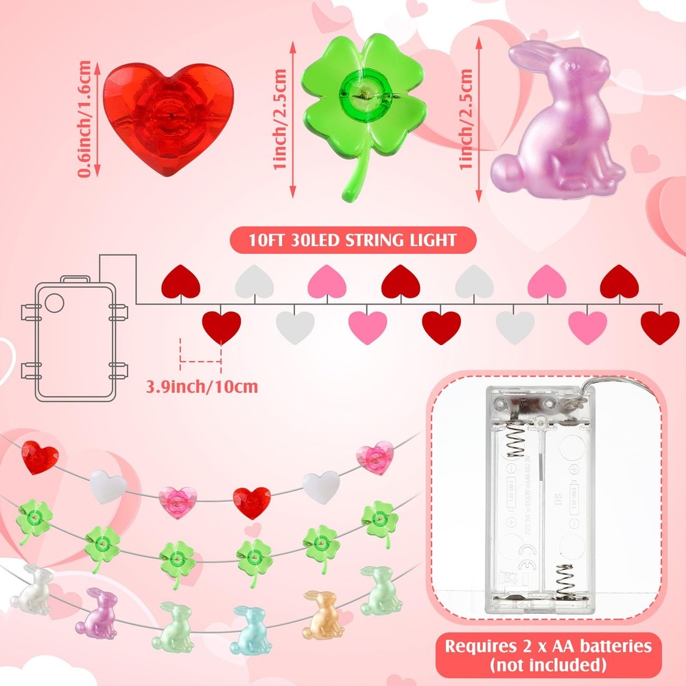 Capoda 3 Pcs Easter St. Patrick's Day String Lights 10 feet, Multicolor