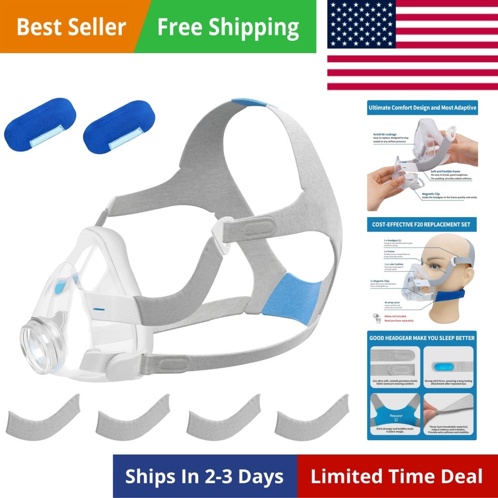 F20 Replacement Cushion with Headgear Set 11PCS Includes Cushion M, Medium He...