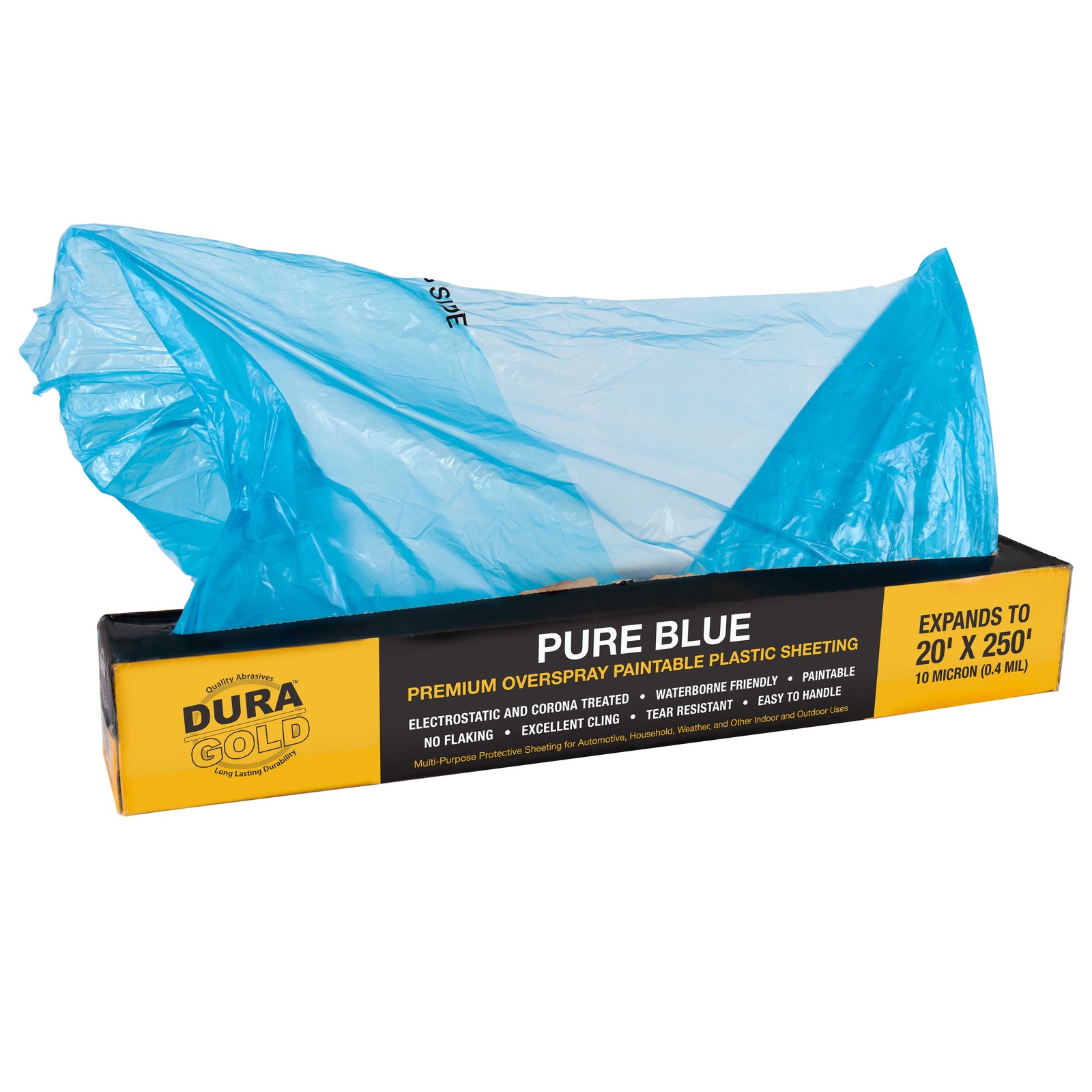 Dura-Gold 20' x 250' Roll Pure Blue Premium Overspray Paintable Plastic Sheeting